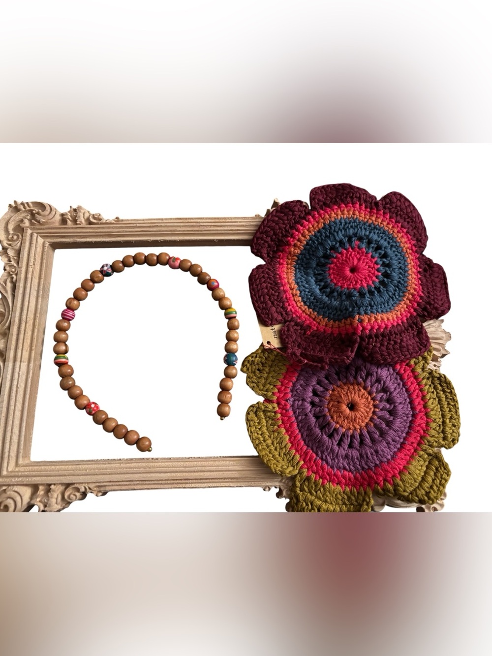 NATURAL LIFE Set- Crochet Daisy Dish Towels With Headband